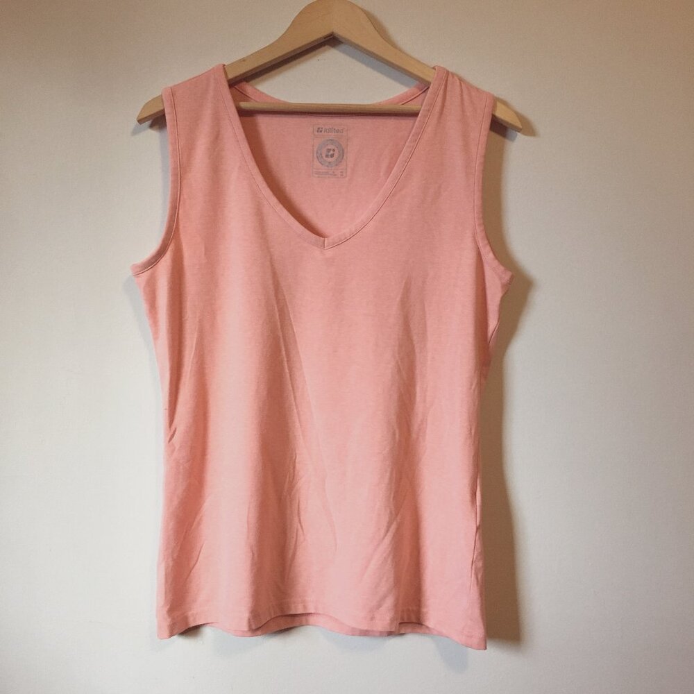 Killtec Peachy Coral Cotton Blend V-Neck Tank Top Size 10 Sporty Basic